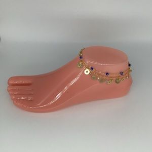 New, 18k Gold Filled Evil Eye Beaded CZ Charm Anklet